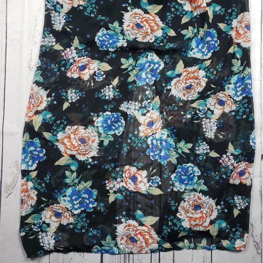 As U Wish Off-Shoulder Black Floral Short Sleeve Maxi Dress Women's Size Medium - Picture 2 of 11